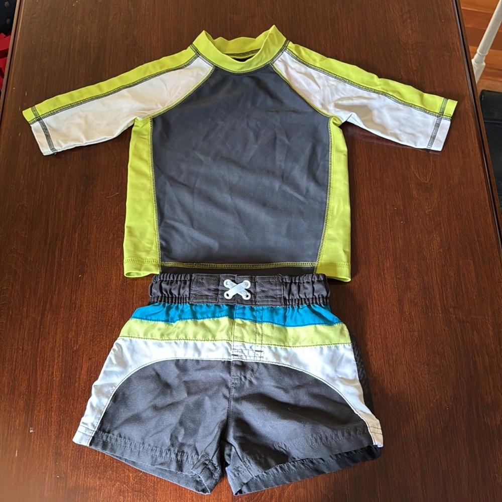Kids Swim Rash Guard - Gray and Yellow